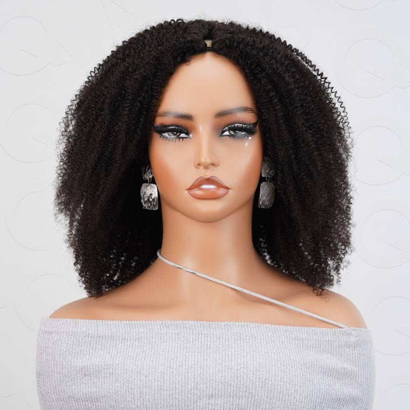 QVR Kinky Curly V Part Wigs Human Hair Beginner Friendly No Leave Out - Image 15
