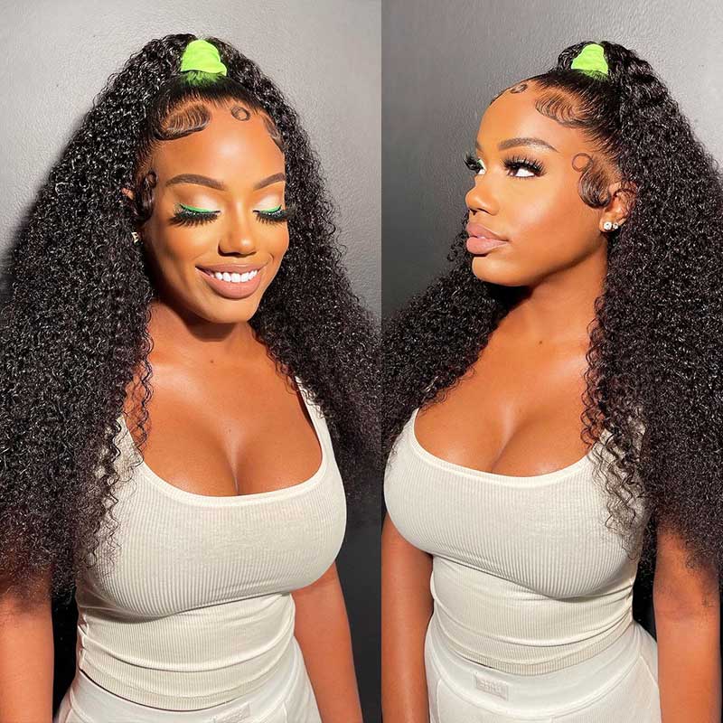 QVR Pre-plucked Undetectable 13x4/4x4/13x6 Transparent Lace Frontal Wig Kinky Curly Human Hair Wig - Image 3