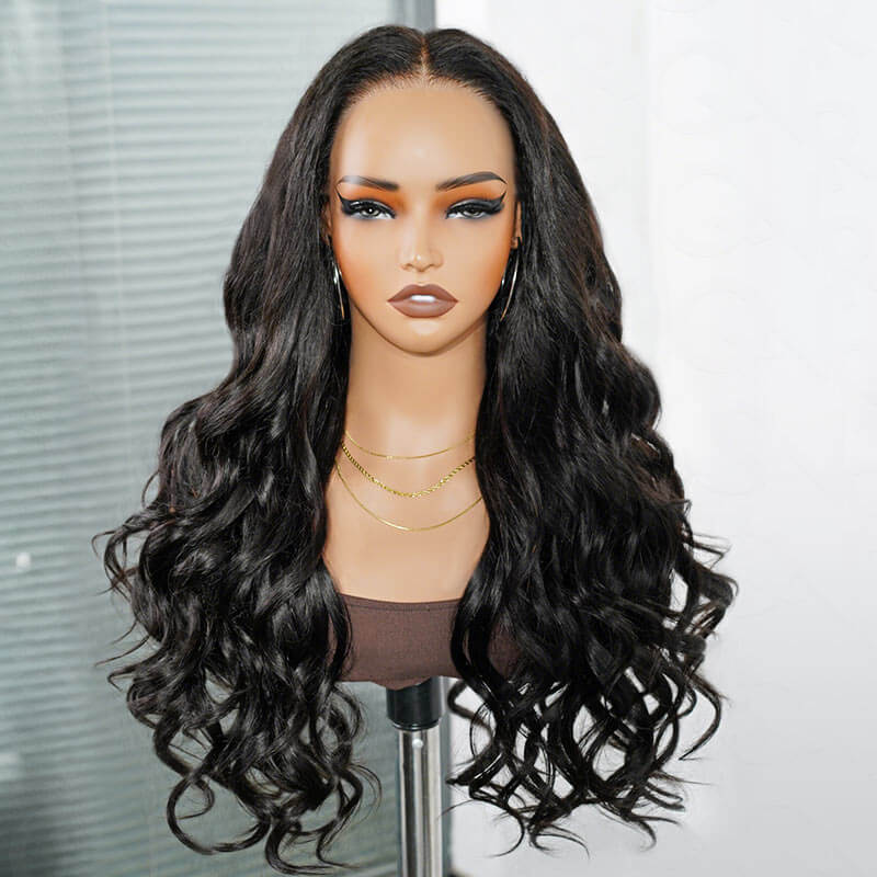 QVR Glueless Loose Body Wave 9x6 Pre-Cut Lace Frontal Wig Black Human Hair Wigs - Image 3