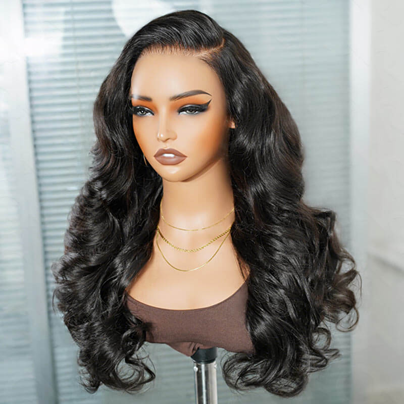 QVR Glueless Loose Body Wave 9x6 Pre-Cut Lace Frontal Wig Black Human Hair Wigs - Image 4