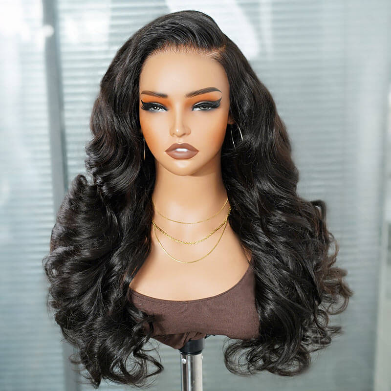 QVR Glueless Loose Body Wave 9x6 Pre-Cut Lace Frontal Wig Black Human Hair Wigs - Image 5