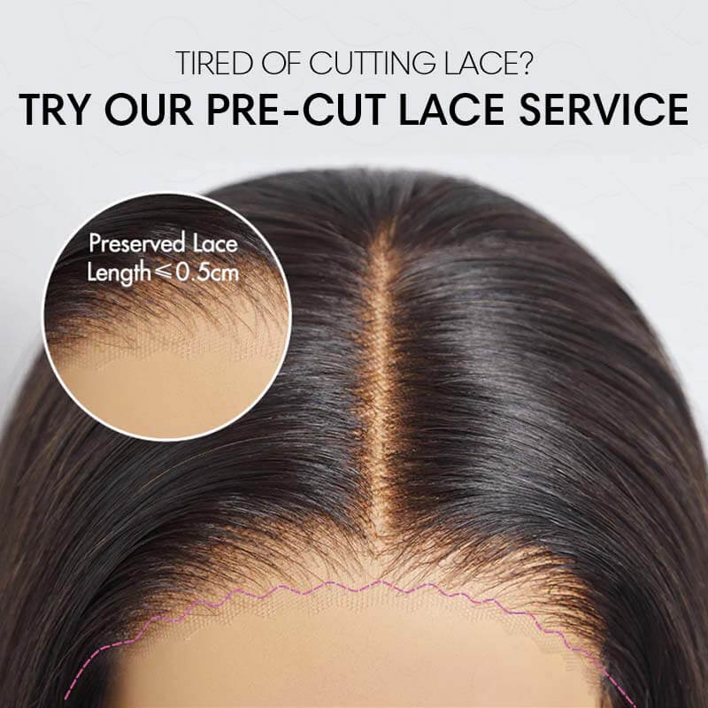 QVR Glueless Silky Straight 13x4 Pre-Cut Lace Frontal Wig 180% density Natural Black Human Hair Wigs - Image 4