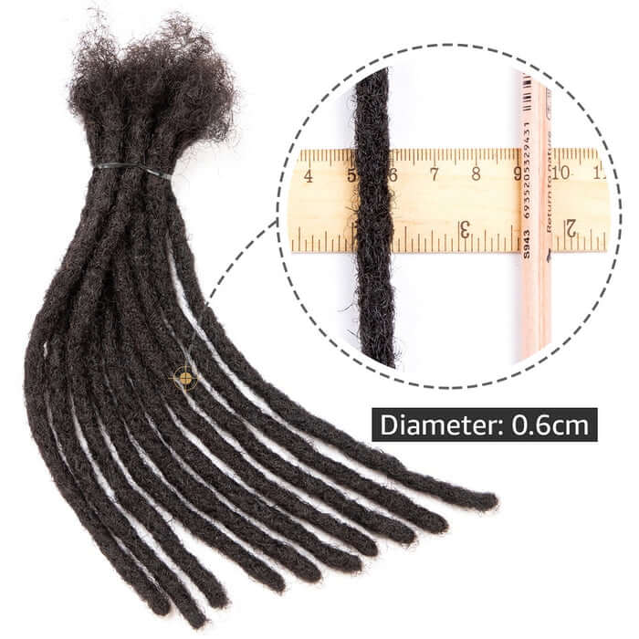 QVR Handmade Dreadlocks Natural Black Thickness 0.6cm Human Hair Loc Extensions - Image 5