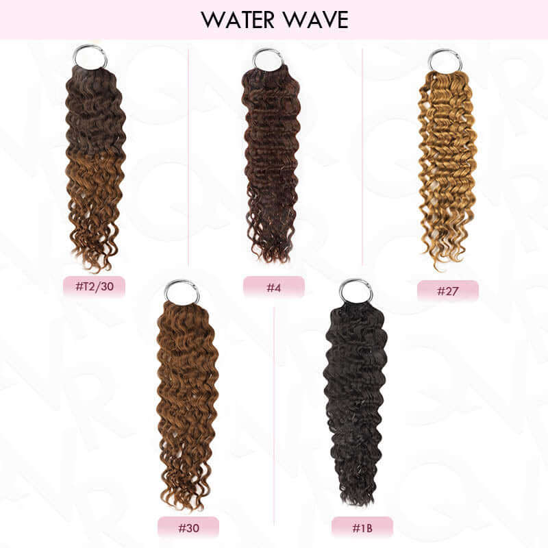 QVR Highlight Brown Water Wave Feather Crochet Hair Machine Made Feather Human Hair Extension - Image 10