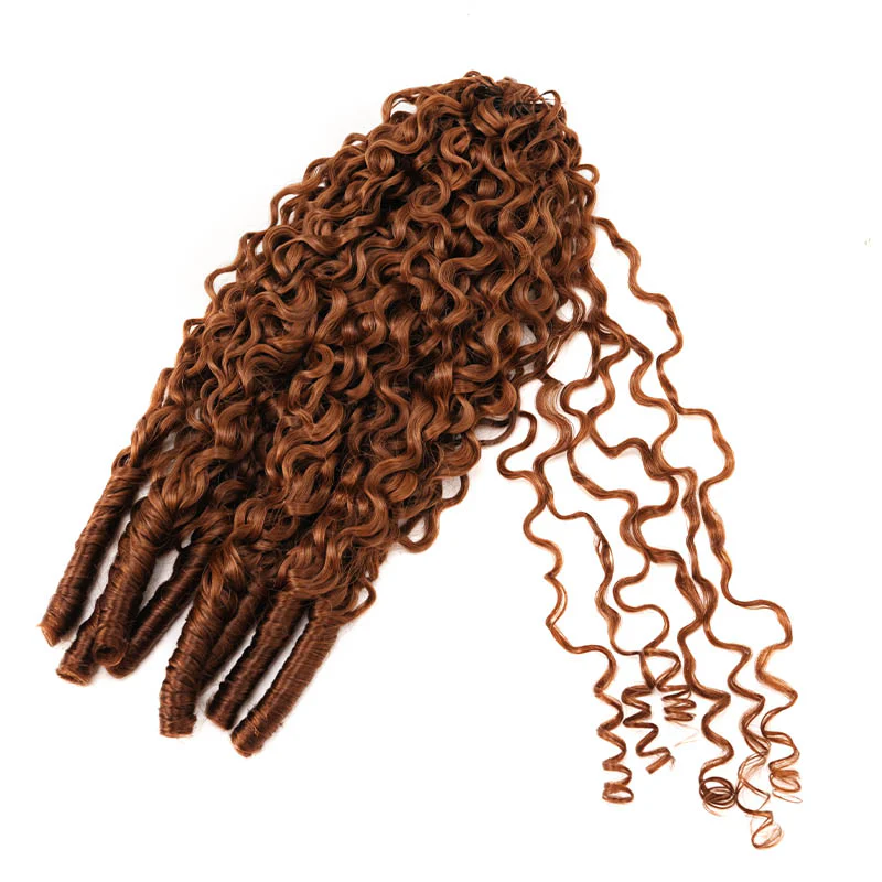 QVR Seamless Burmese Curly Feather Crochet Hair Highlight #P4/27 Machine Made Human Hair Extensions - Image 24