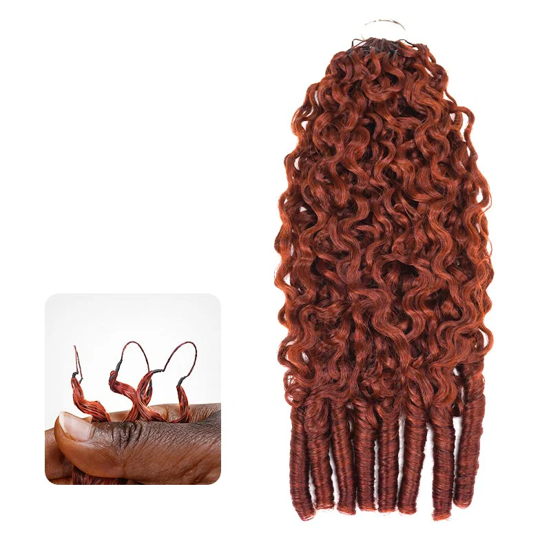 QVR Seamless Burmese Curly Feather Crochet Hair Highlight #P4/27 Machine Made Human Hair Extensions - Image 22