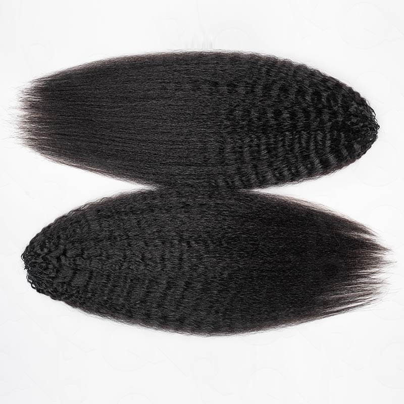 QVR Kinky Straight Crochet Hair Natural Black Machine Made Feather Human Hair Extension - Image 12