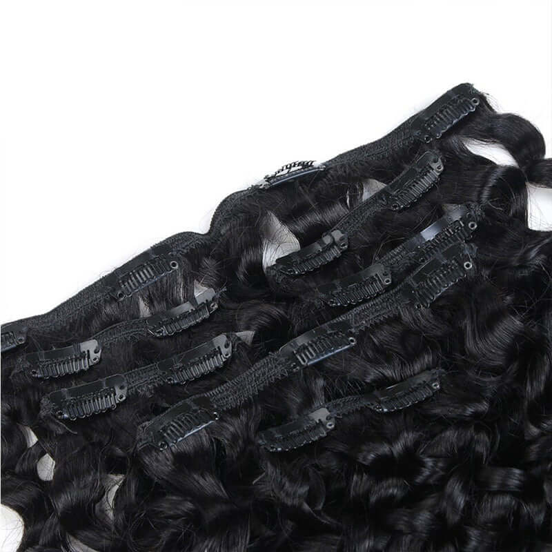 QVR Natural Black Hair 7Pcs Clip in Hair Extension Brazilian Jerry Curly Virgin Human Hair - Image 3