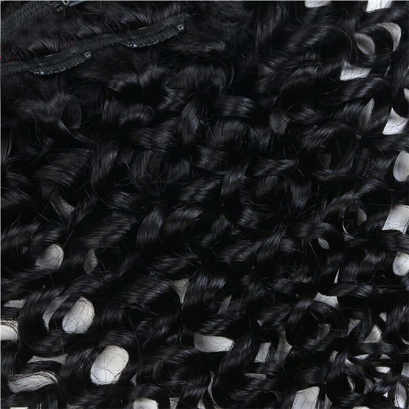 QVR Natural Black Hair 7Pcs Clip in Hair Extension Brazilian Jerry Curly Virgin Human Hair - Image 4