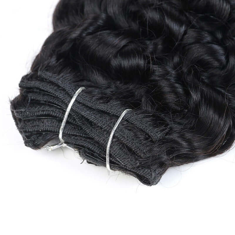 QVR Natural Black Hair 7Pcs Clip in Hair Extension Brazilian Jerry Curly Virgin Human Hair - Image 5