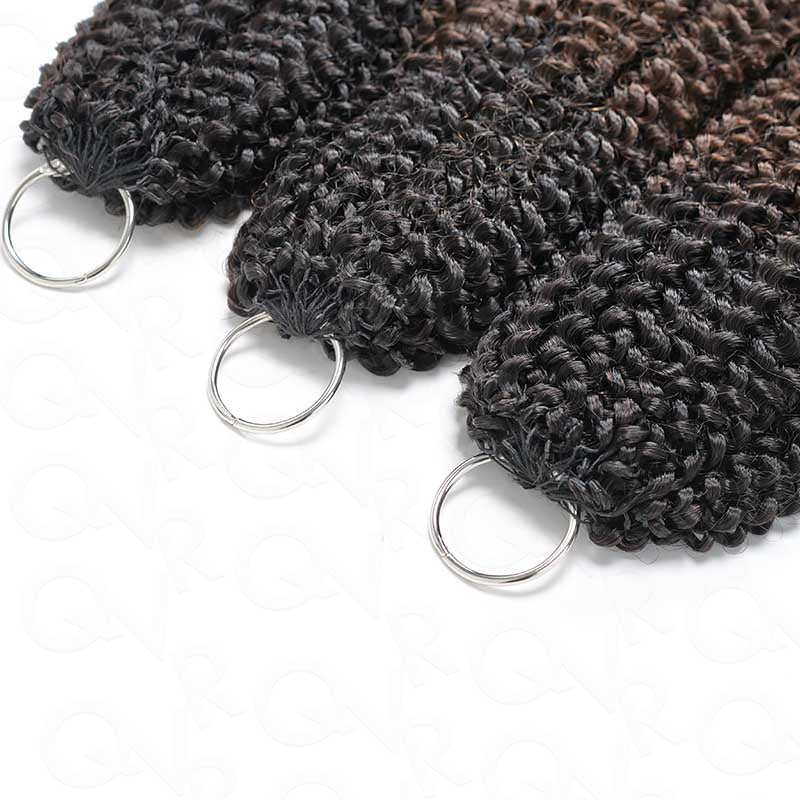 QVR Ombre Brown #T1B/4 Feather Crochet Human Hair Afro Kinky Curly Machine Made Crochet Weave Hair Extensions - Image 4