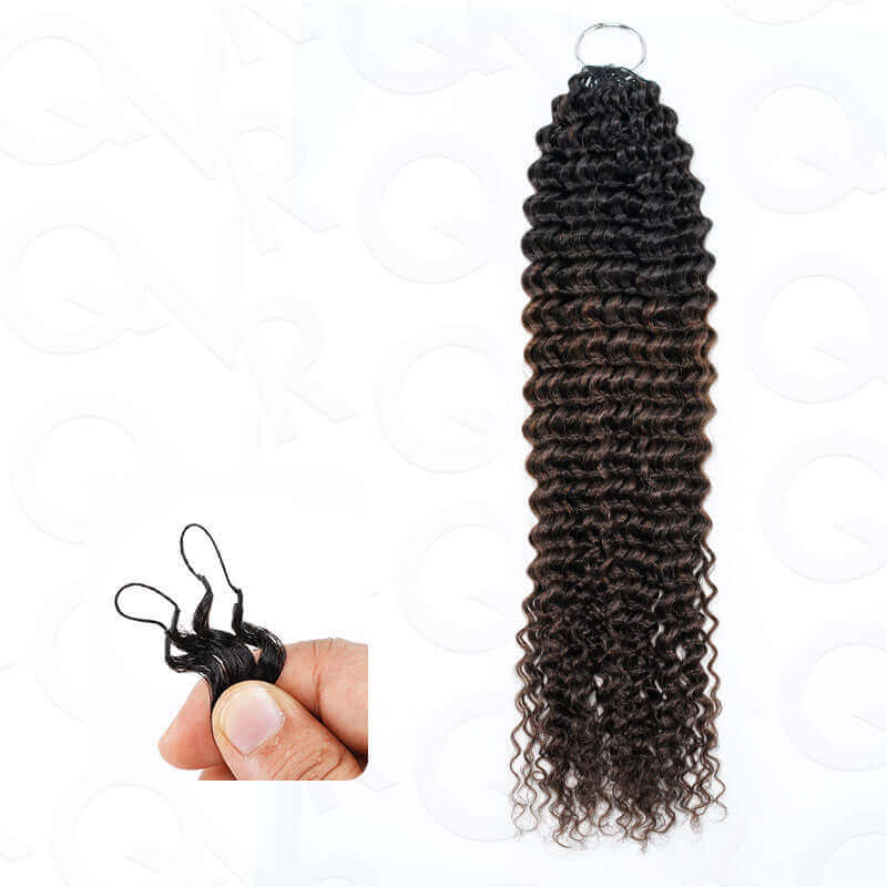 QVR Ombre Brown #T1B/4 Feather Crochet Human Hair Afro Kinky Curly Machine Made Crochet Weave Hair Extensions - Image 9