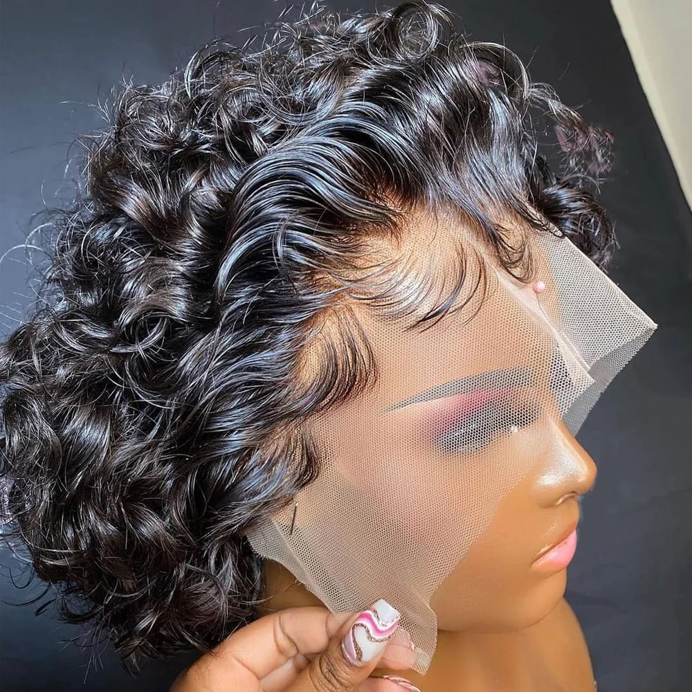 QVR Popular Bouncy Curly Short Pixie Cut Wig 13x4 Lace Wigs - Image 5