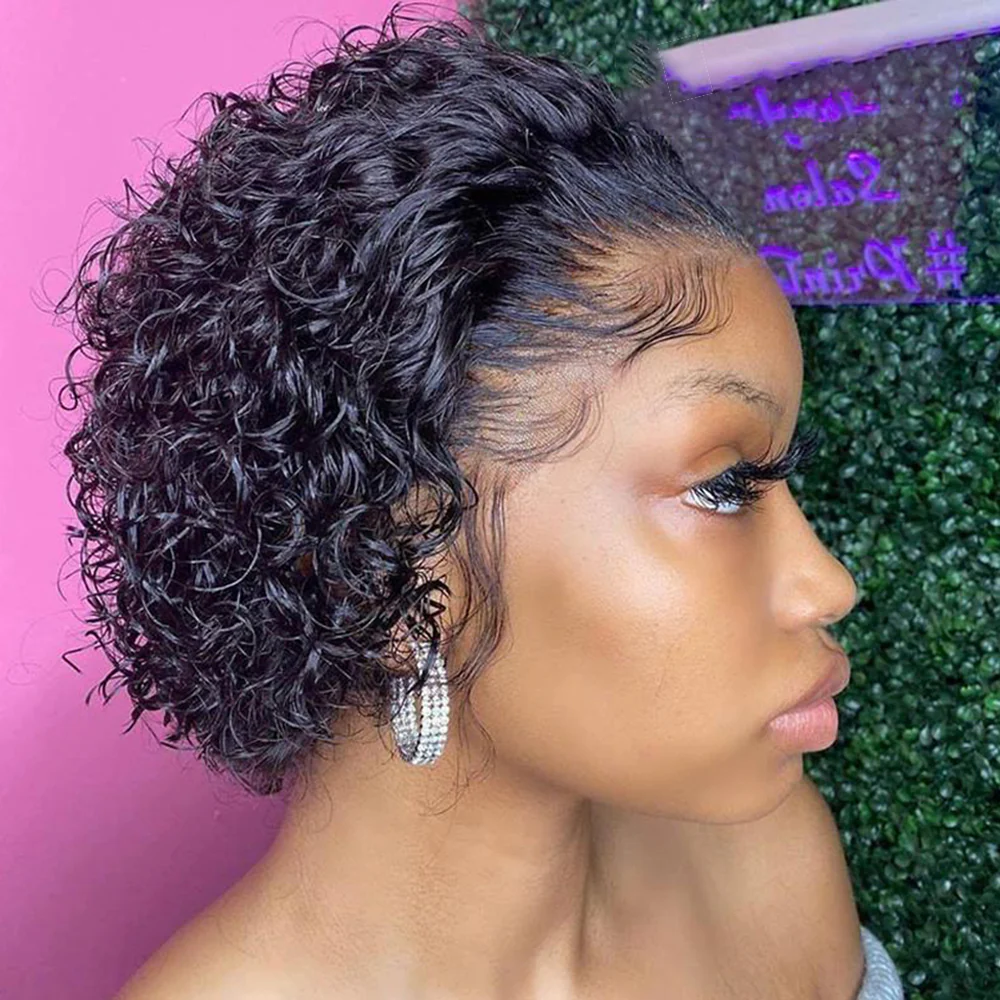 QVR Popular Bouncy Curly Short Pixie Cut Wig 13x4 Lace Wigs - Image 6