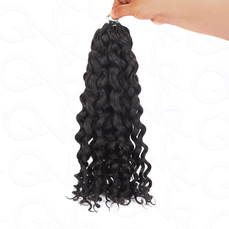 QVR Water Wave Crochet Hair Natural Black Machine Made Feather Human Hair Extension - Image 12