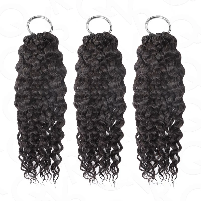 QVR Water Wave Crochet Hair Natural Black Machine Made Feather Human Hair Extension - Image 16