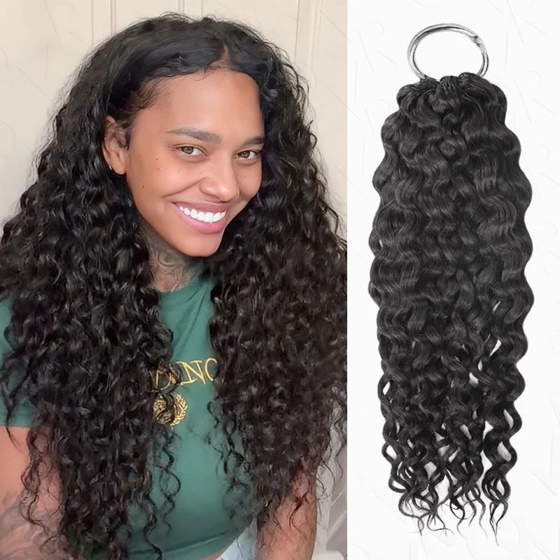 QVR Water Wave Crochet Hair Natural Black Machine Made Feather Human Hair Extension - Image 6