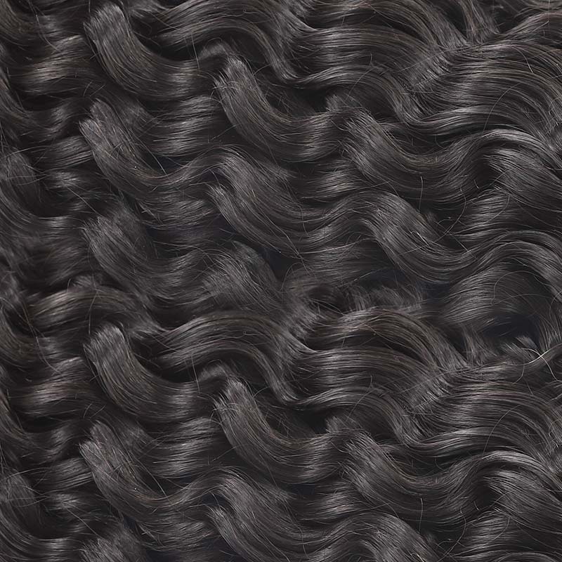 QVR Water Wave Crochet Hair Natural Black Machine Made Feather Human Hair Extension - Image 15