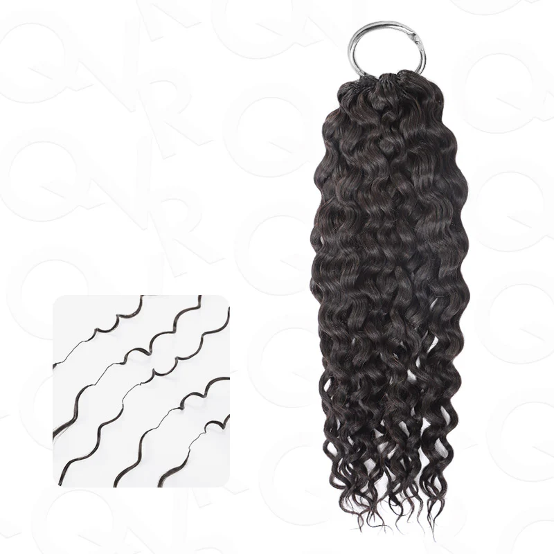QVR Water Wave Crochet Hair Natural Black Machine Made Feather Human Hair Extension - Image 9