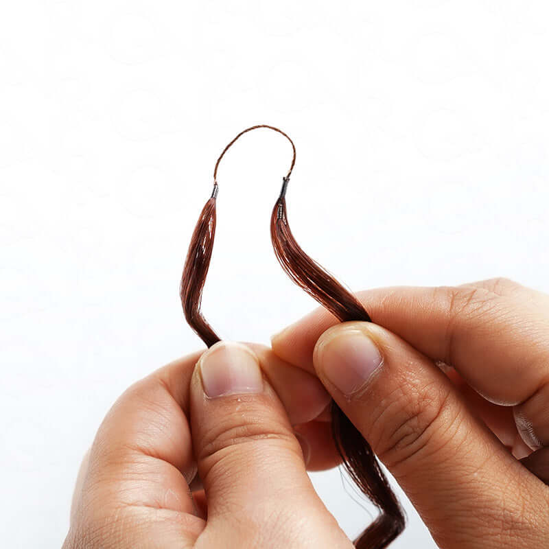 QVR Reddish Brown Human Crochet Hair Water Wave Machine Made #33B Feather Crochet Hairstyle - Image 6
