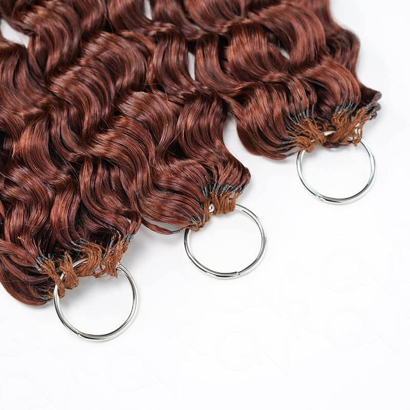 QVR Reddish Brown Human Crochet Hair Water Wave Machine Made #33B Feather Crochet Hairstyle - Image 7