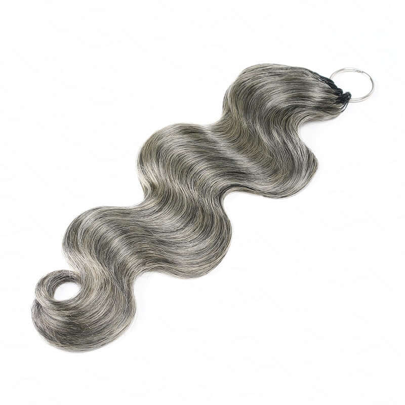 QVR Salt Pepper Crochet Hair Body Wave Machine Made Feather Human Hair Extension - Image 12