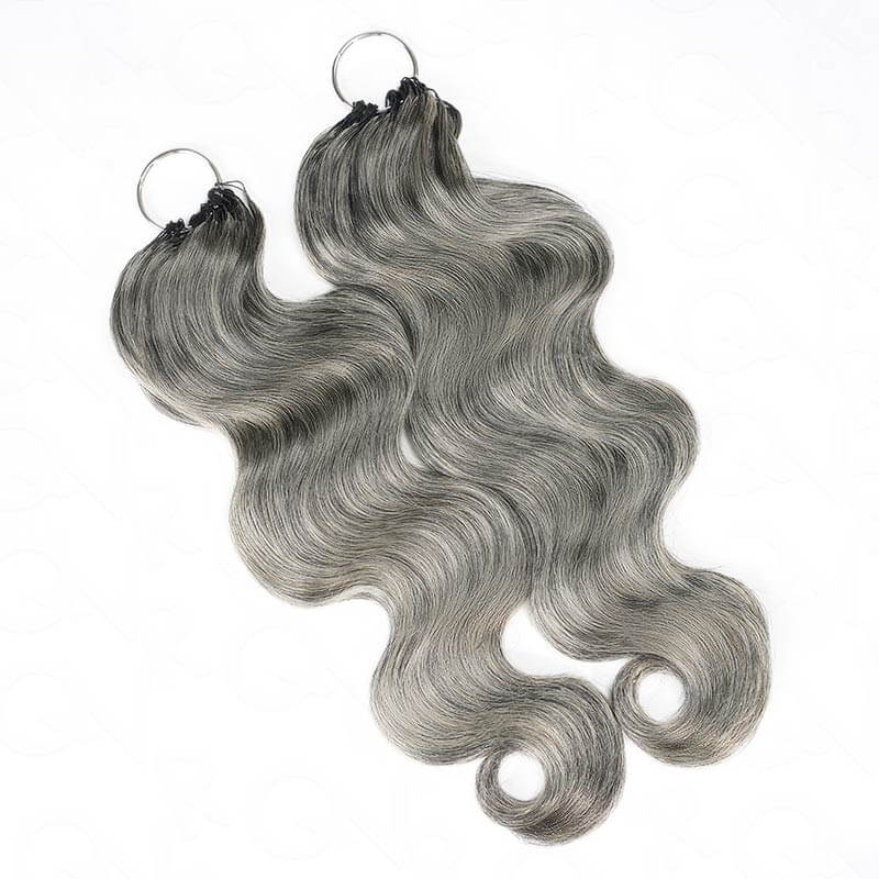 QVR Salt Pepper Crochet Hair Body Wave Machine Made Feather Human Hair Extension - Image 15