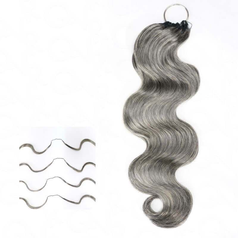 QVR Salt Pepper Crochet Hair Body Wave Machine Made Feather Human Hair Extension - Image 6