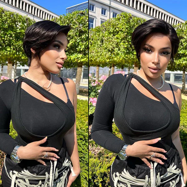 QVR Side Part Pixie Cut Short Wigs T Part Lace Wigs - Image 3