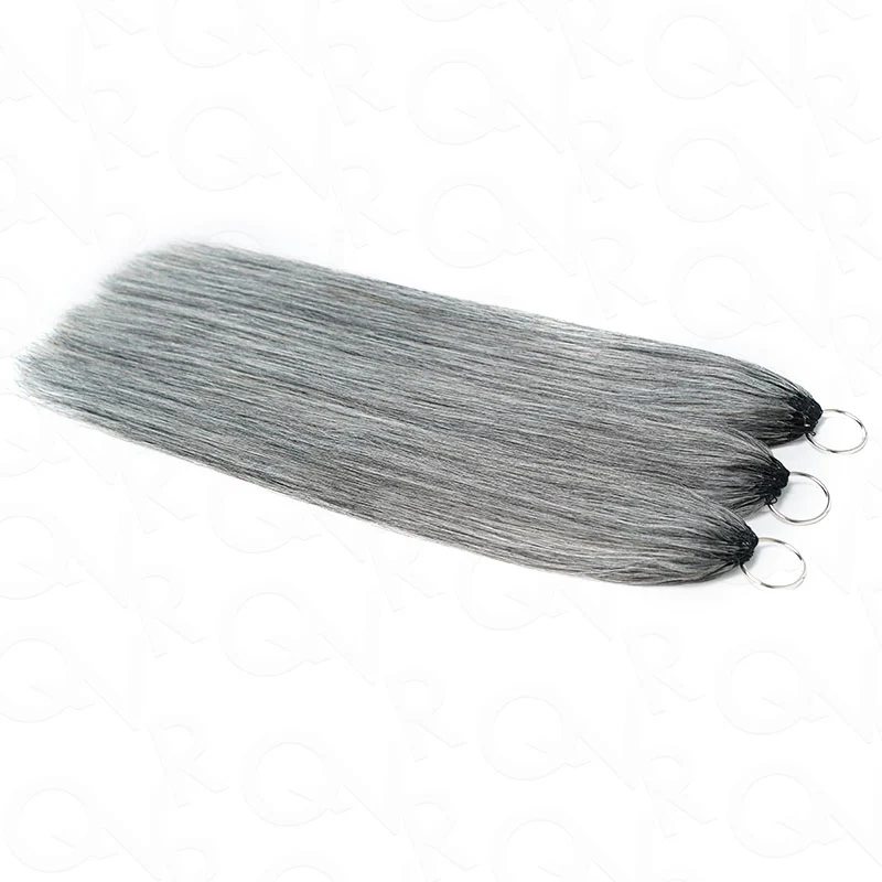 QVR Silk Straight Feather Crochet Human Hair Salt Pepper Machine Made Crochet Weave Hair Extensions - Image 8