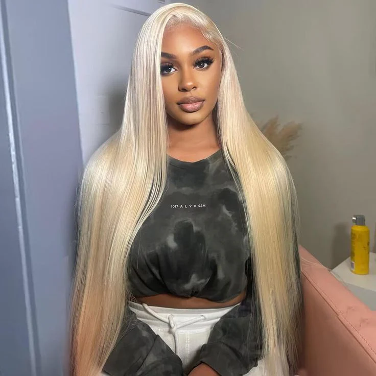 QVR Straight 613 Blonde Color 13x4 Transparent Lace Front Wigs Human Hair - Image 3