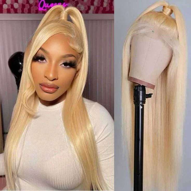QVR Straight 613 Blonde Color 13x4 Transparent Lace Front Wigs Human Hair - Image 5