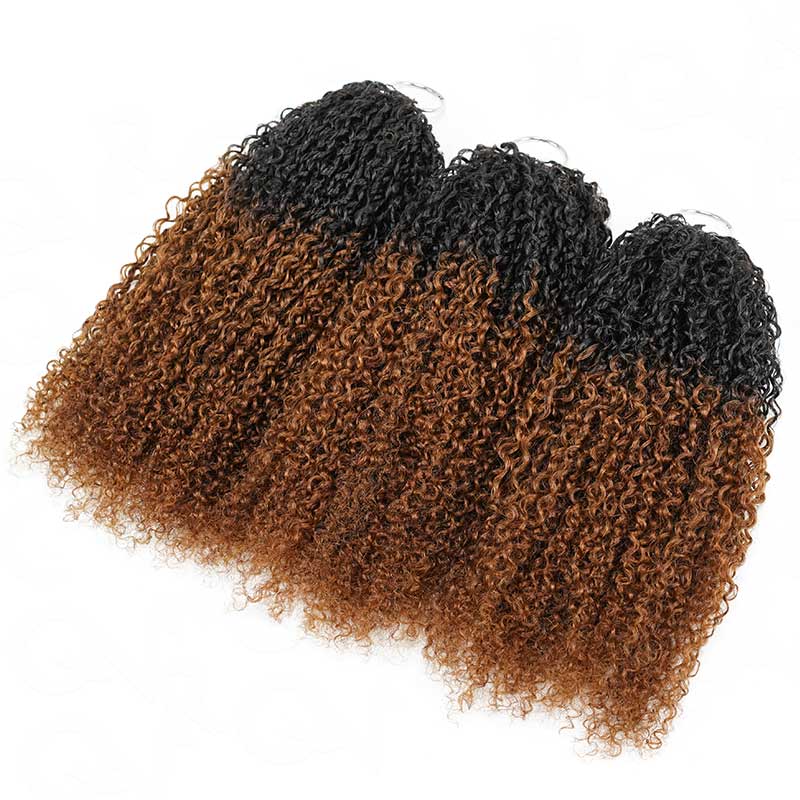 QVR #T1B/30 Feather Crochet Human Hair Burmese Kinky Curly Machine Made Crochet Weave Hair Extensions - Image 4