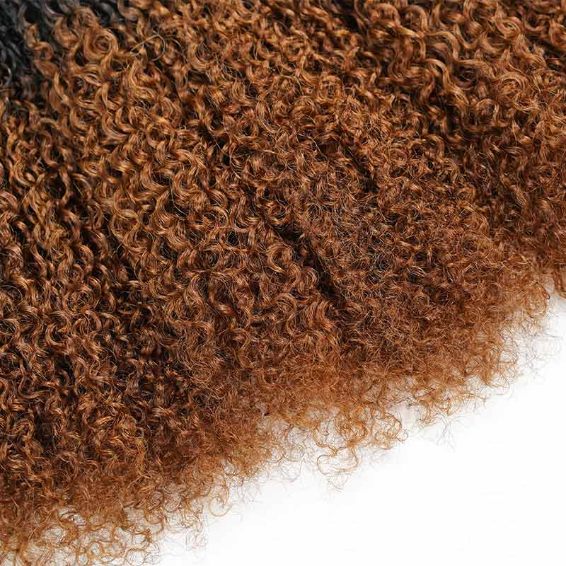 QVR #T1B/30 Feather Crochet Human Hair Burmese Kinky Curly Machine Made Crochet Weave Hair Extensions - Image 5