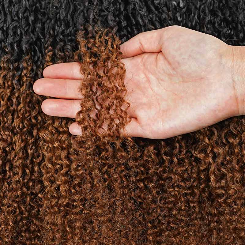 QVR #T1B/30 Feather Crochet Human Hair Burmese Kinky Curly Machine Made Crochet Weave Hair Extensions - Image 7