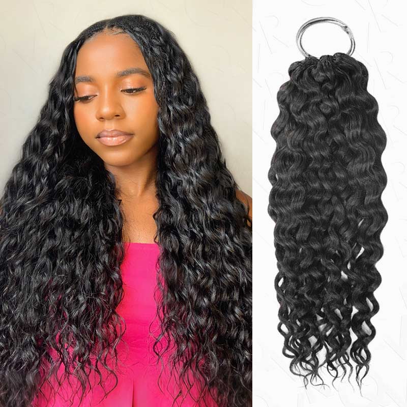 QVR Deep Wave Crochet Hair Natural Black Machine Made Feather Human Hair Extension - Image 13