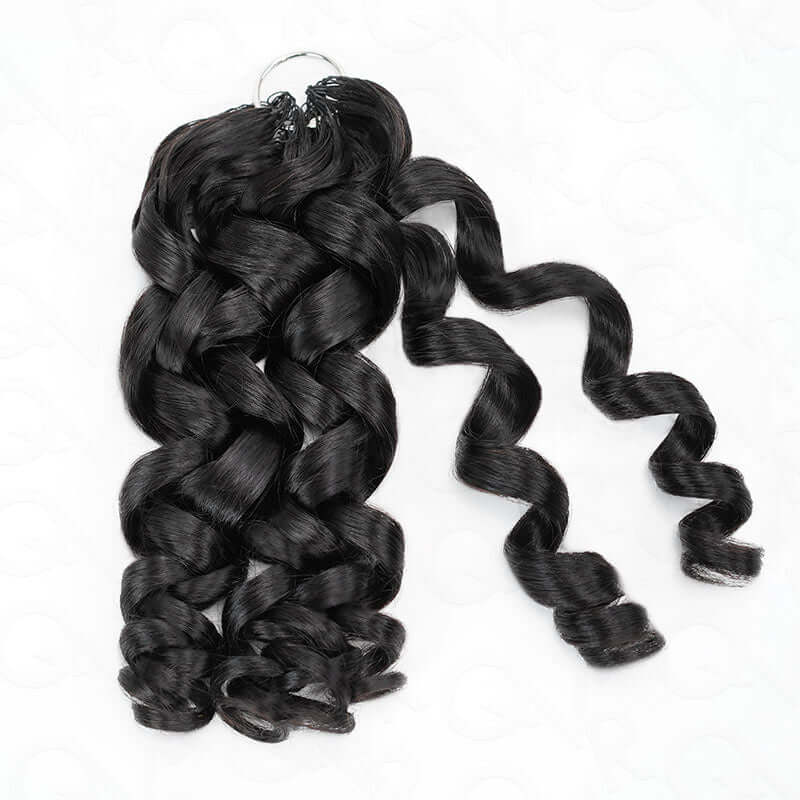 QVR Water Wave Crochet Hair Natural Black Machine Made Feather Human Hair Extension - Image 27