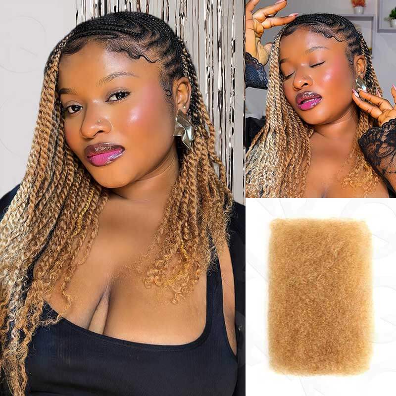 QVR #613 Blonde Color Afro kinky Bulk Human Hair for Braiding & Twists - Image 12