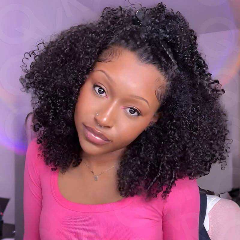 QVR Kinky Curly V Part Wigs Human Hair Beginner Friendly No Leave Out - Image 3