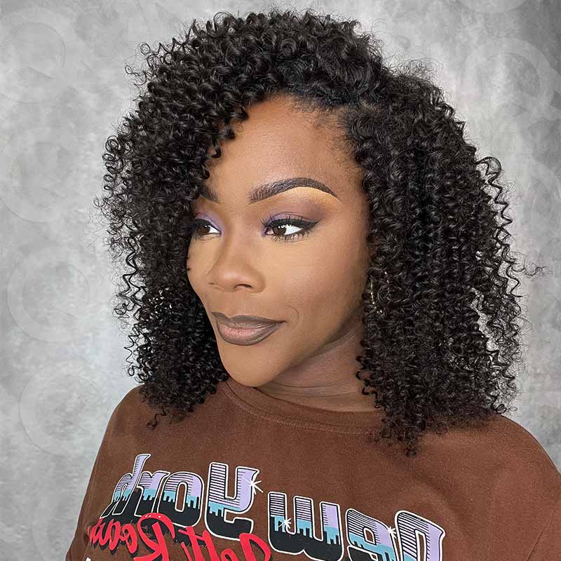 QVR Kinky Curly V Part Wigs Human Hair Beginner Friendly No Leave Out - Image 4