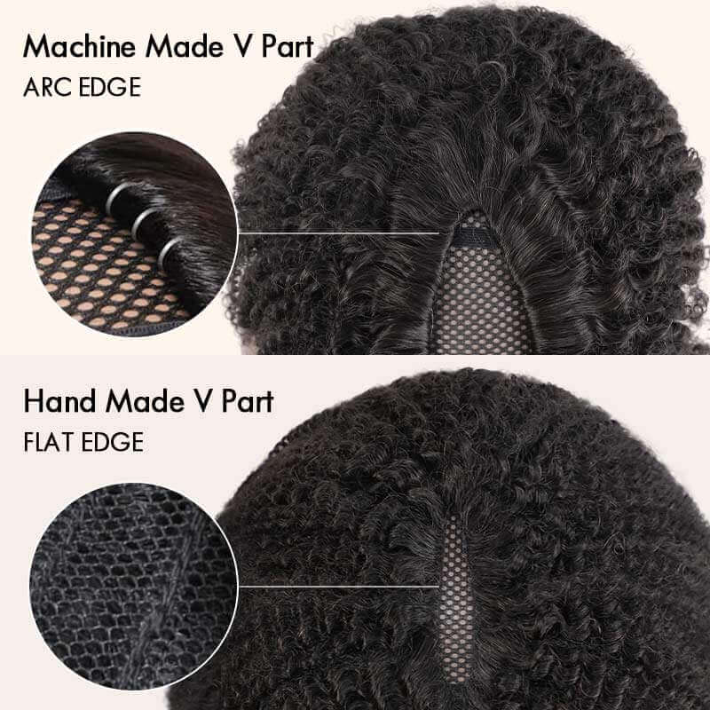 QVR Kinky Curly V Part Wigs Human Hair Beginner Friendly No Leave Out - Image 8