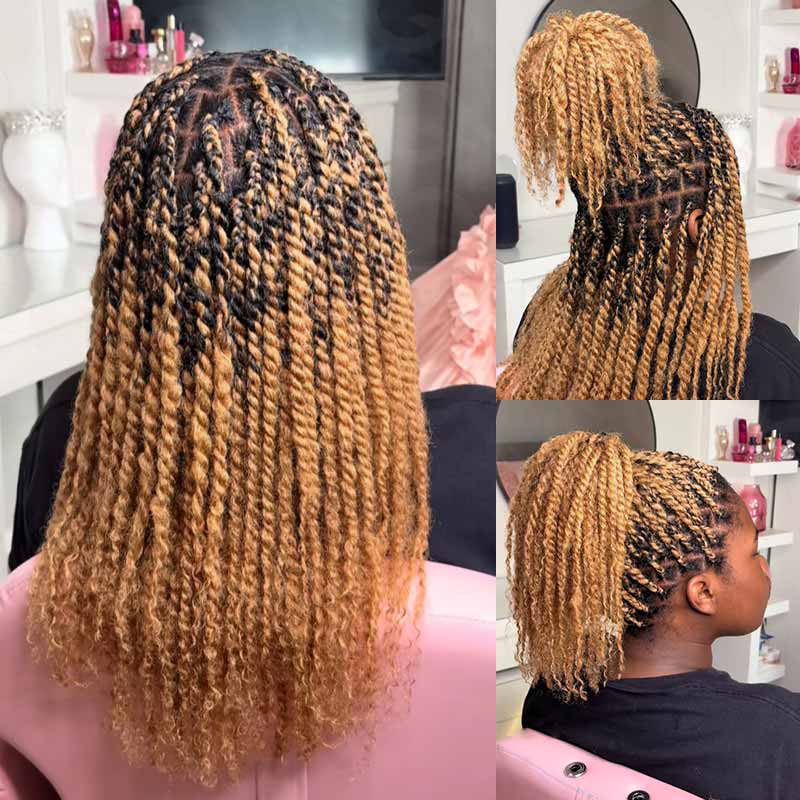 QVR #613 Blonde Color Afro kinky Bulk Human Hair for Braiding & Twists - Image 13