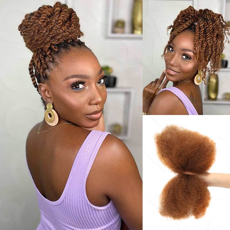 QVR Affordable Afro Kinky Bulk Human Hair Auburn Color For Braiding DreadLock - Image 11