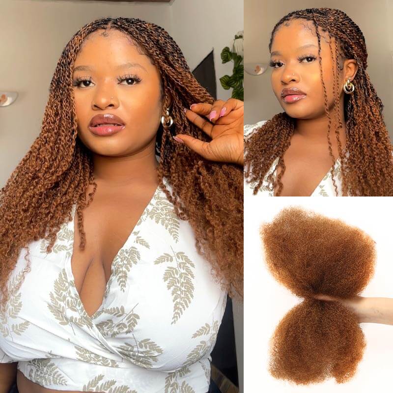 QVR Affordable Afro Kinky Bulk Human Hair Auburn Color For Braiding DreadLock - Image 4