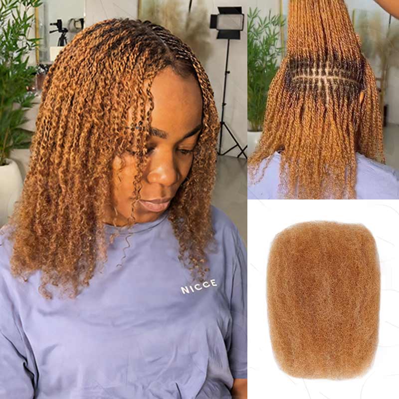 QVR #27/30 Afro Kinky Bulk Mixed Color Human Hair for Braiding DreadLock - Image 4