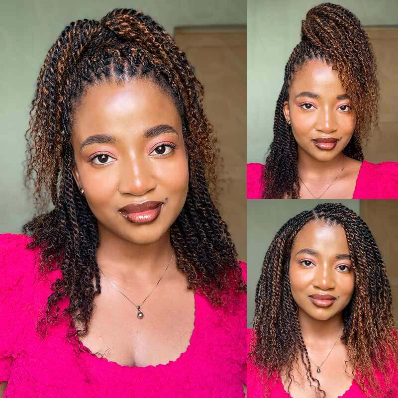 QVR Ombre Brown #T1B/30 Afro kinky Bulk Human Hair for Braiding & Twists - Image 10