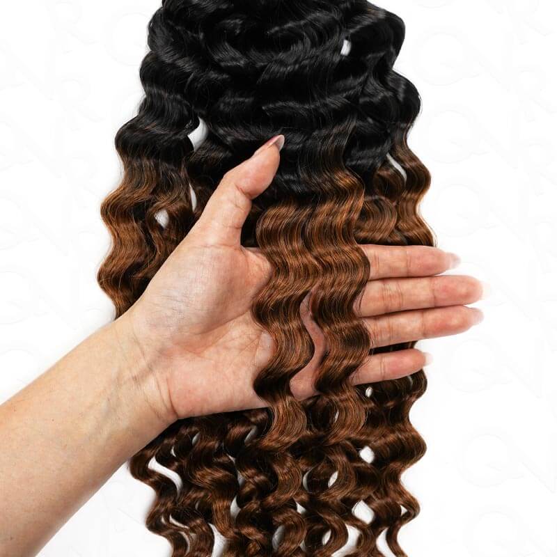 QVR Premium Chinese Hair Water Wave Virgin Human Crochet Hair Ombre #T1B/30 Machine Made Feather Crochet Hairstyles - Image 3