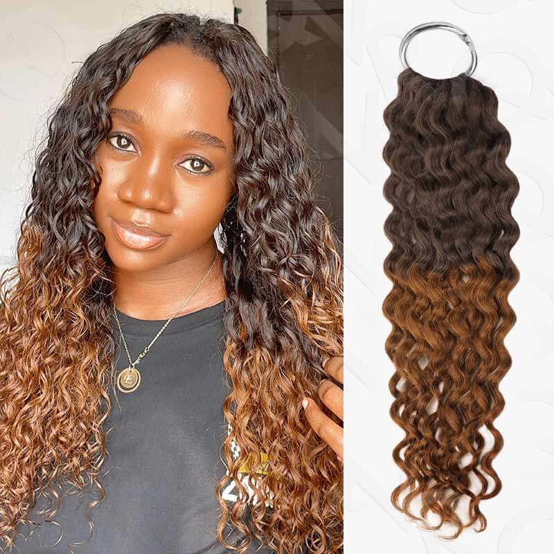 QVR Dark Brown #4 Crochet Hair Water Wave Machine Made Feather Human Hair Extension - Image 16